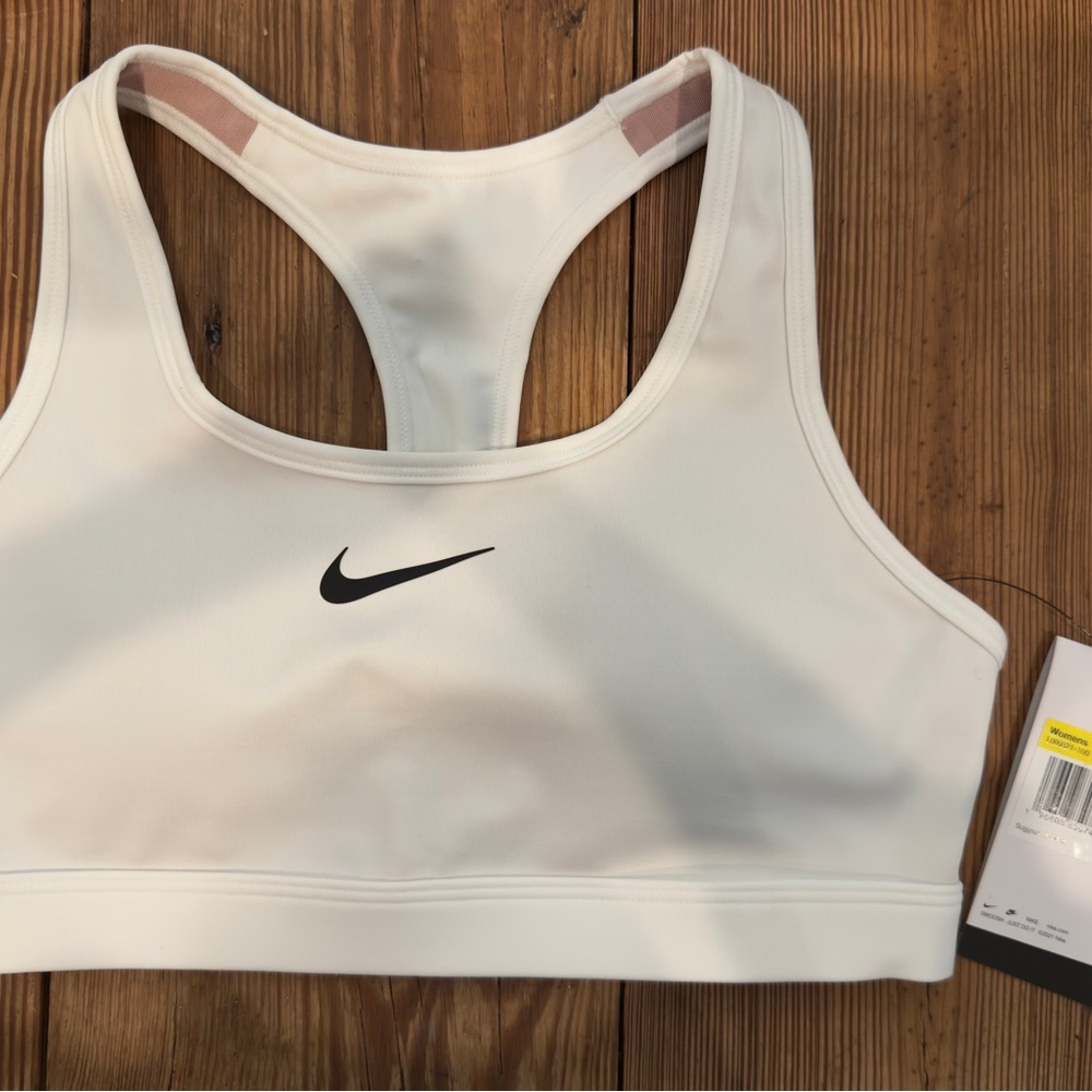 Nike Swoosh Sports Bra Medium Support Dri-Fit White Stretch Women's XL NWT